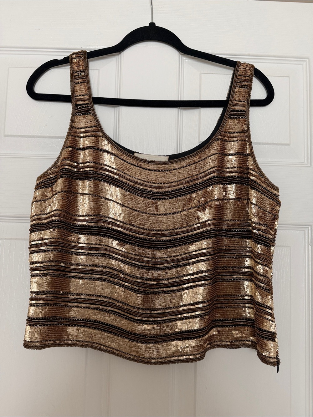 Camille Marie Gold Sequin Striped Camisole Tank Top